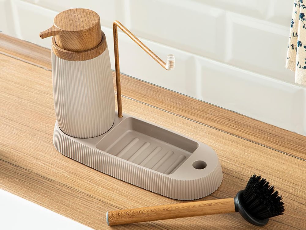 Evelyn Plastic brushed Dish Set 22x8x17 cm Dark Beige