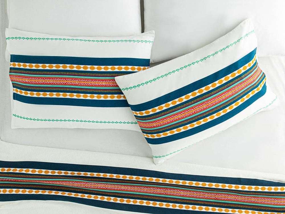Exotic Stripes Față De Pernă Set 2, Ușor De Calcat, 50*70 Cm, Natural - Burgundia