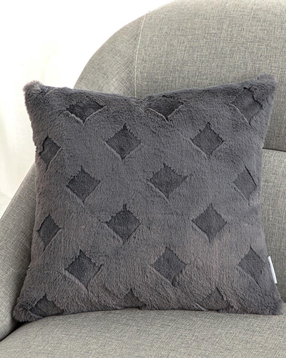Față de pernă decorativă, Rabbit Grid, poliester, 45x45 cm, antracit