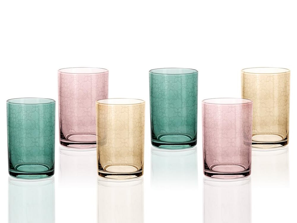 fagure de miere Sticlă Set 6 Pahar De Apă 150 Ml Colorat