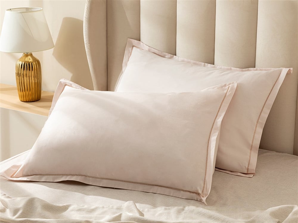 Fancy Plain Bumbac Cu Sclipici Cu Căști Cu 2 Piese Față De Pernă 50x70 cm Roz Pudră…