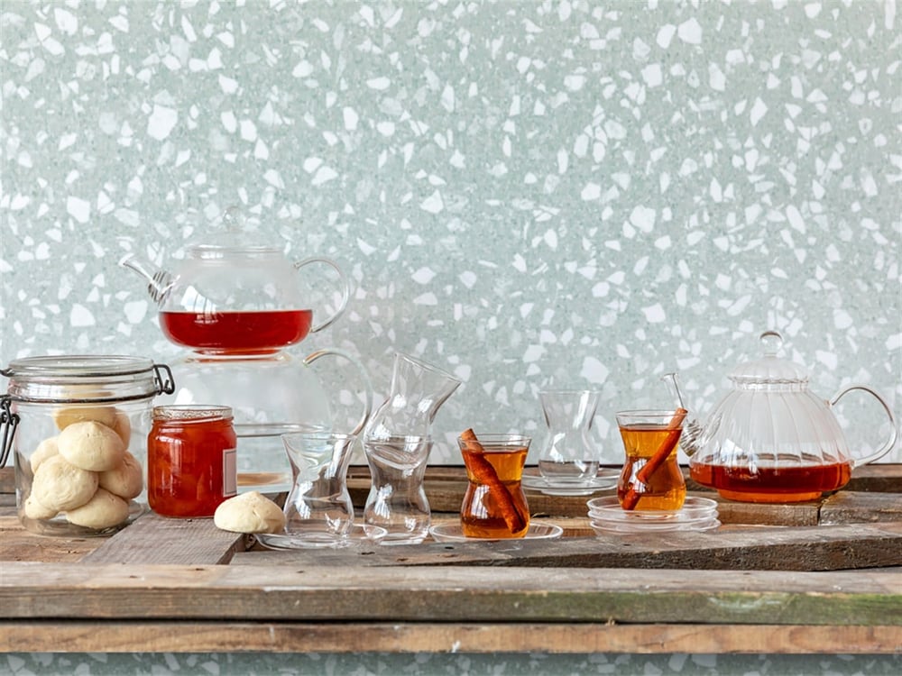 Fens Glass 12 Pieces Tea Set 130 ml Transparent