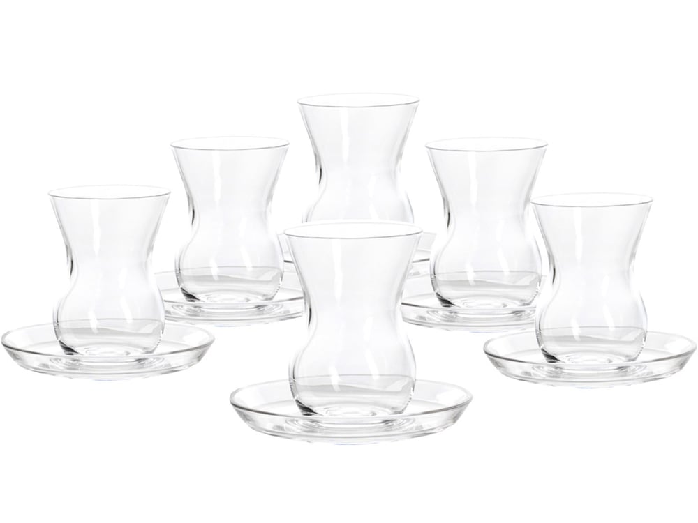 Fens Glass 12 Pieces Tea Set 130 ml Transparent