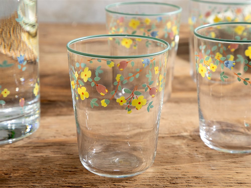 Fiorellino Glass 5 Pieces Jug And Glasses Set 1260 ml Colorful
