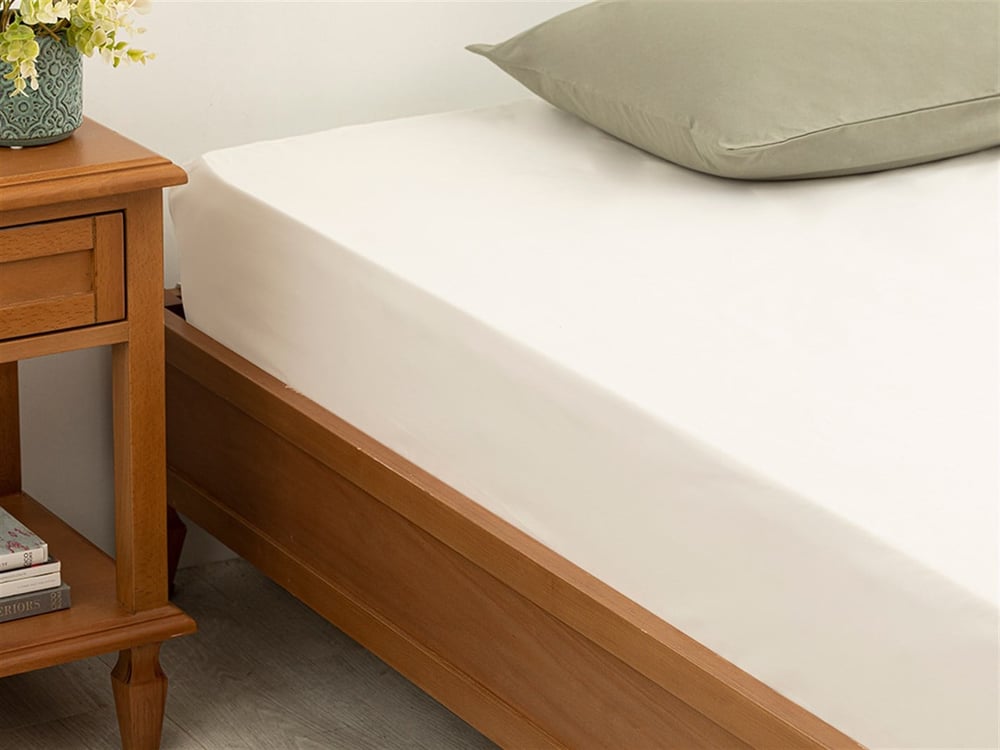 Flat 2 Cu Bumbac King Size Cearșaf Cu Elastic 200x200 cm Alb Spart