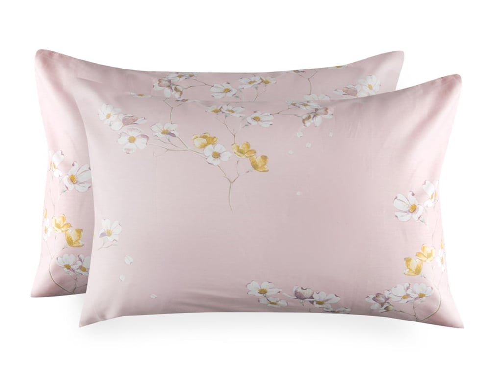 Fleur pur  Satin bumbac Set 2  FAȚĂ DE PERNĂ 50x70 cm Pink