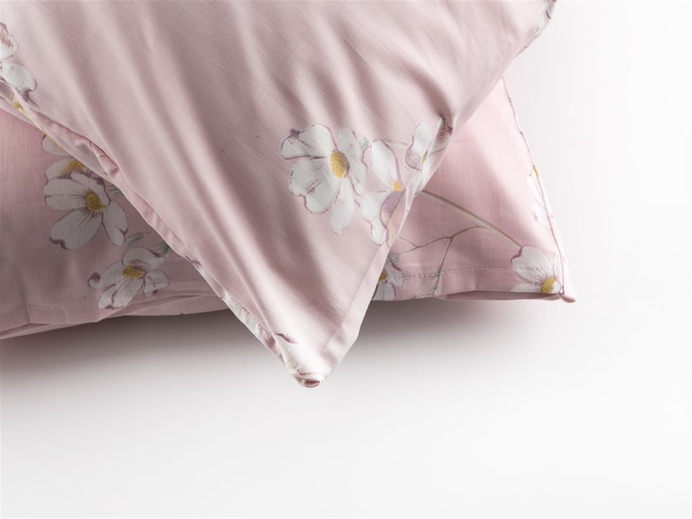 Fleur pur  Satin bumbac Set 2  FAȚĂ DE PERNĂ 50x70 cm Pink