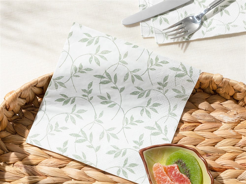Flora 20 Set Tissue Napkin 33x33 cm White-Green