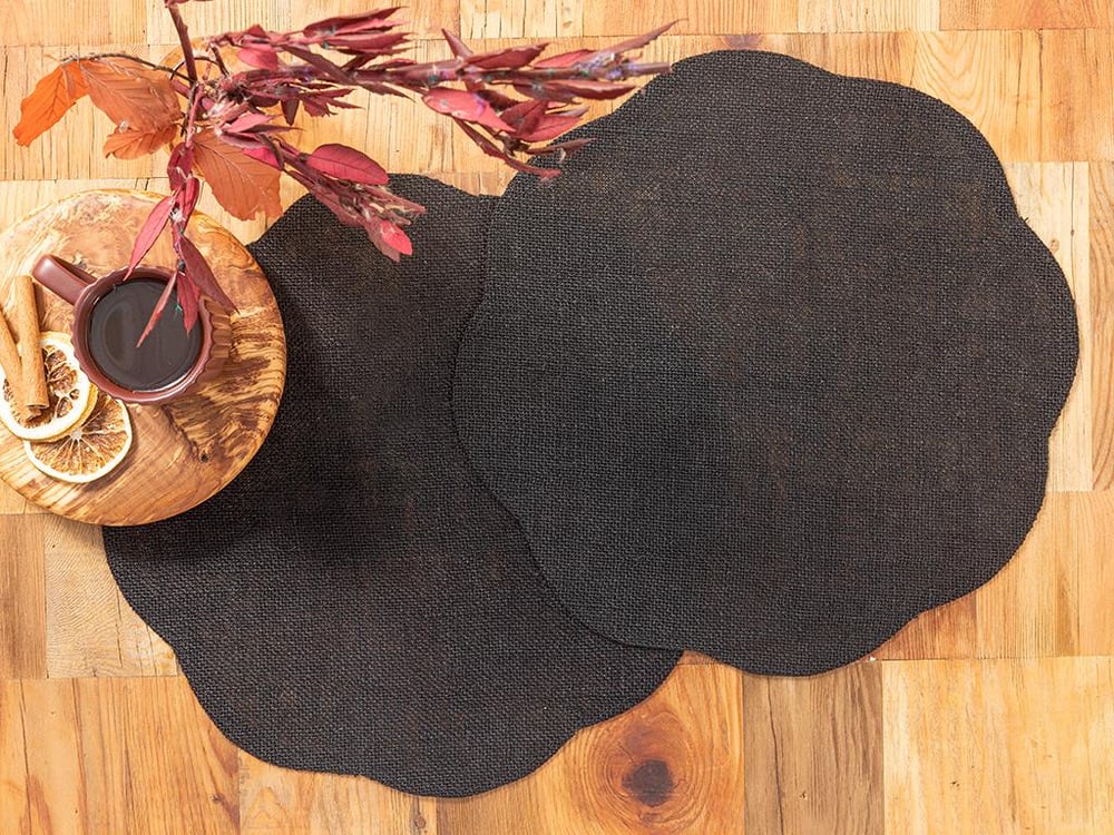 Floraison Jute 2 Set Place Mat 38 cm Black