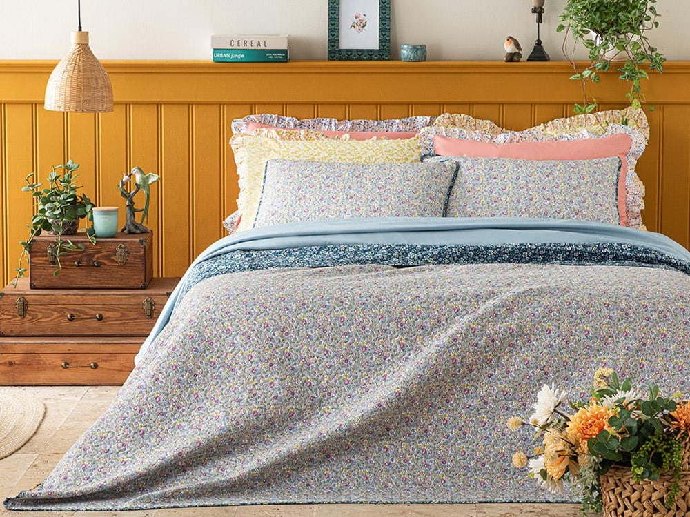Floral Heaven Set Cuvertură De Pat King Size, Multifuncțional, 240*220 Cm, Albastru Colbalt