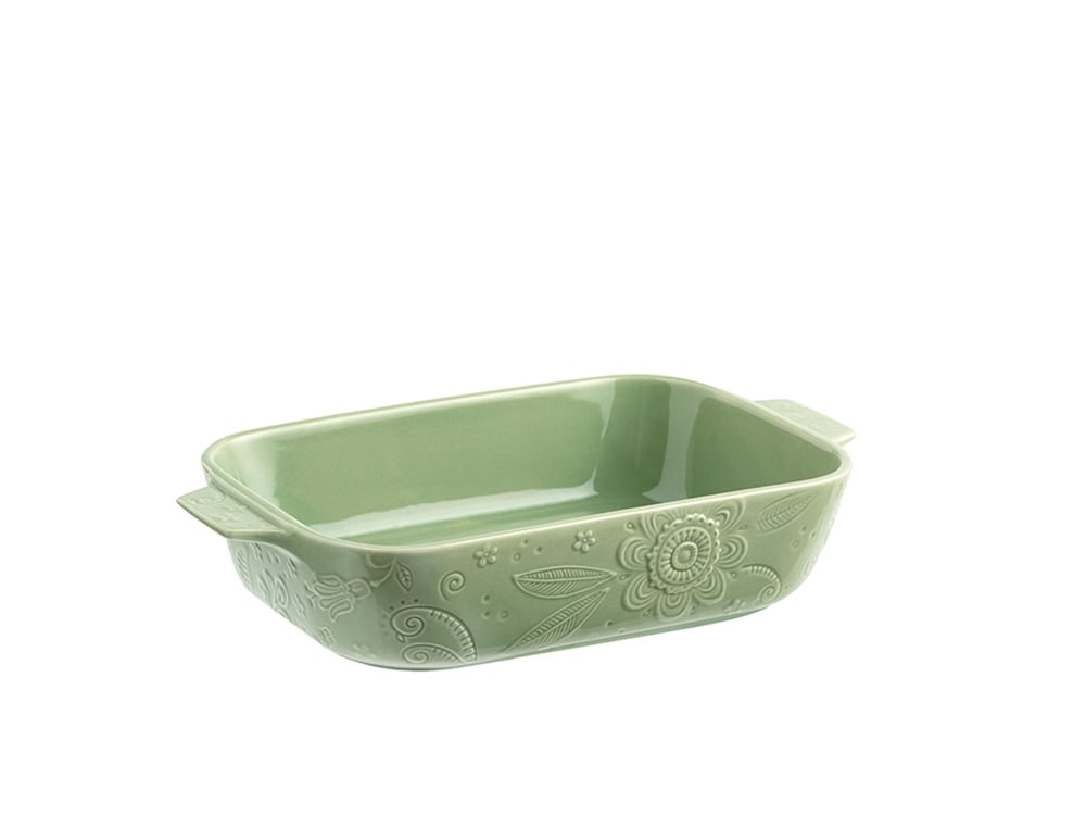Floral Poem Stoneware Oven Cover 27,5x16x6 cm Green