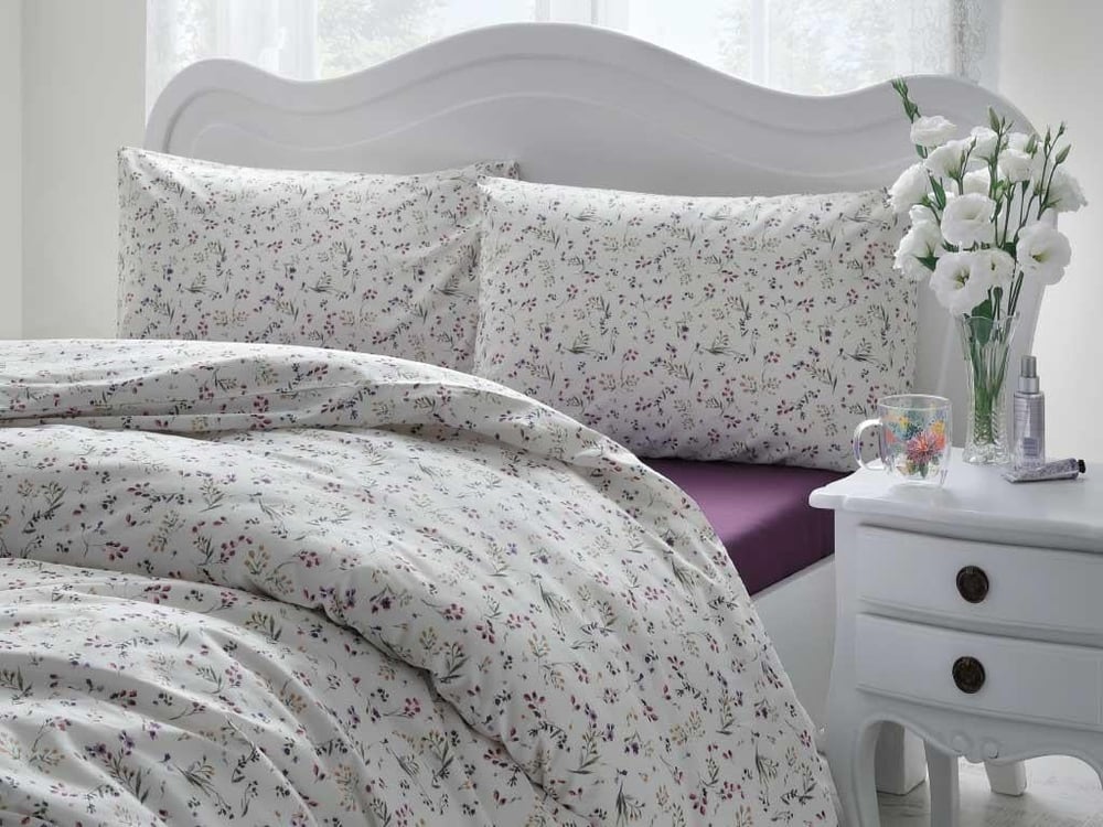 Flori de munte Single Set Lenjerie De Pat 160x220 cm Violet