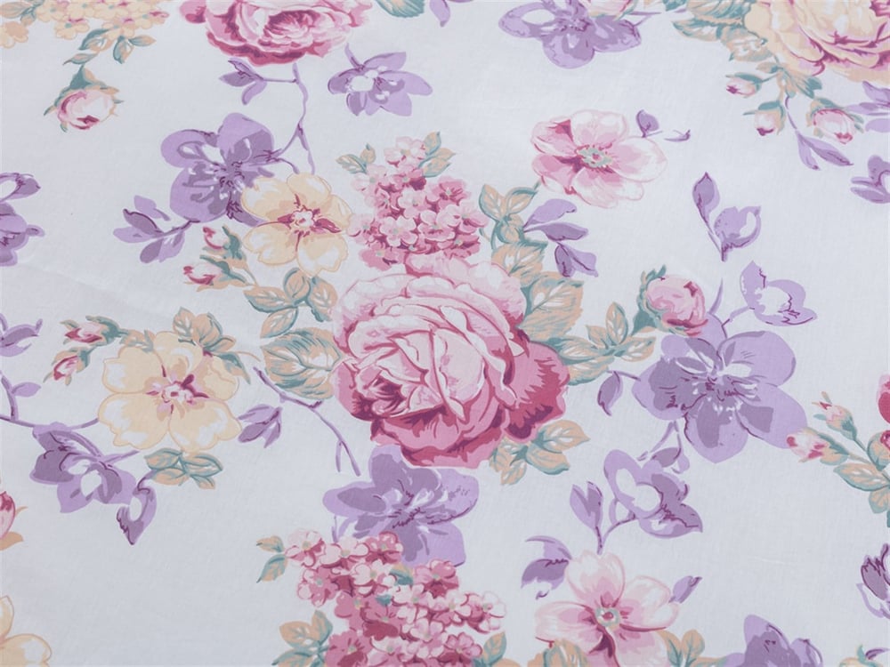 Flori de toamnă Cu Bumbac Double Lenjerie De Pat 200x220 cm Culoarea Trandafirului Uscat.