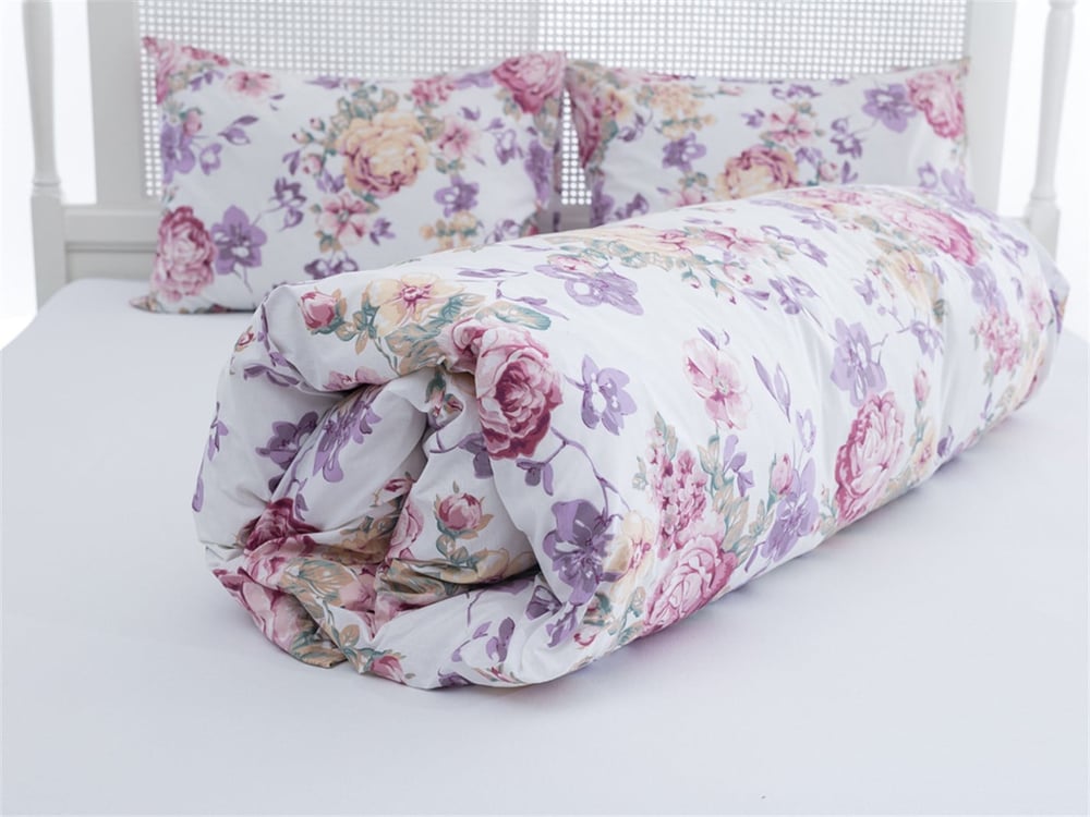 Flori de toamnă Cu Bumbac Double Lenjerie De Pat 200x220 cm Culoarea Trandafirului Uscat.