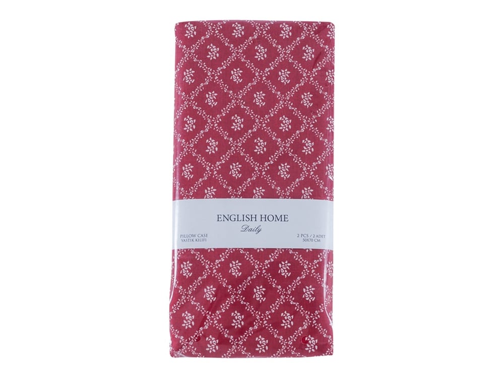 Flori rustice Cu Bumbac Cu 2 Piese Față De Pernă 50x70 cm Roșu