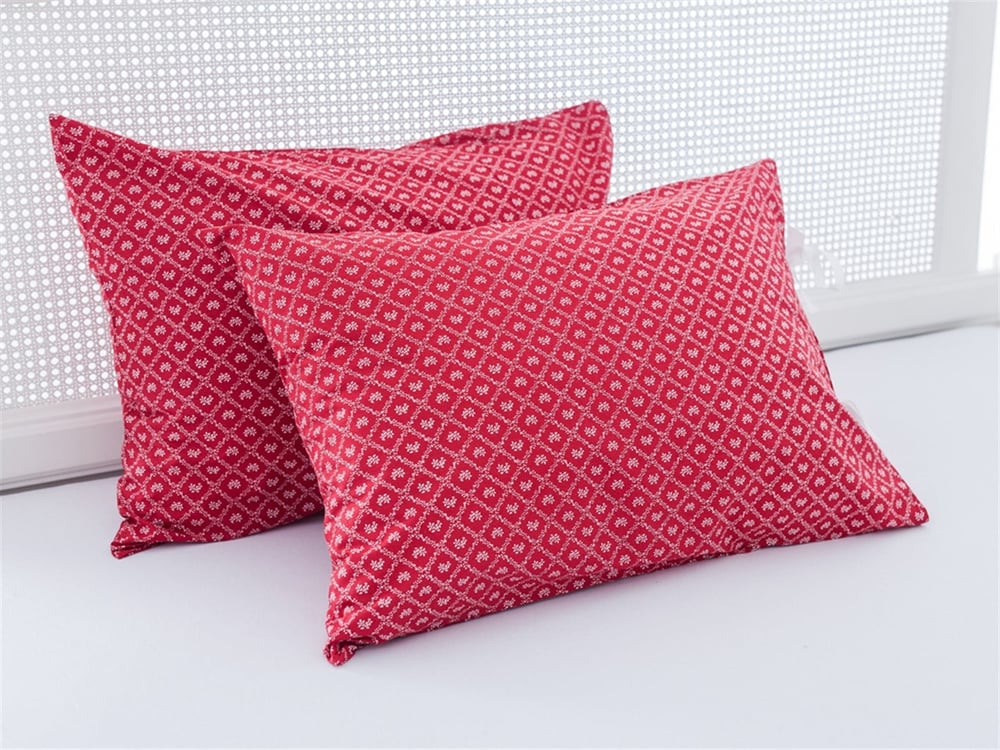 Flori rustice Cu Bumbac Cu 2 Piese Față De Pernă 50x70 cm Roșu