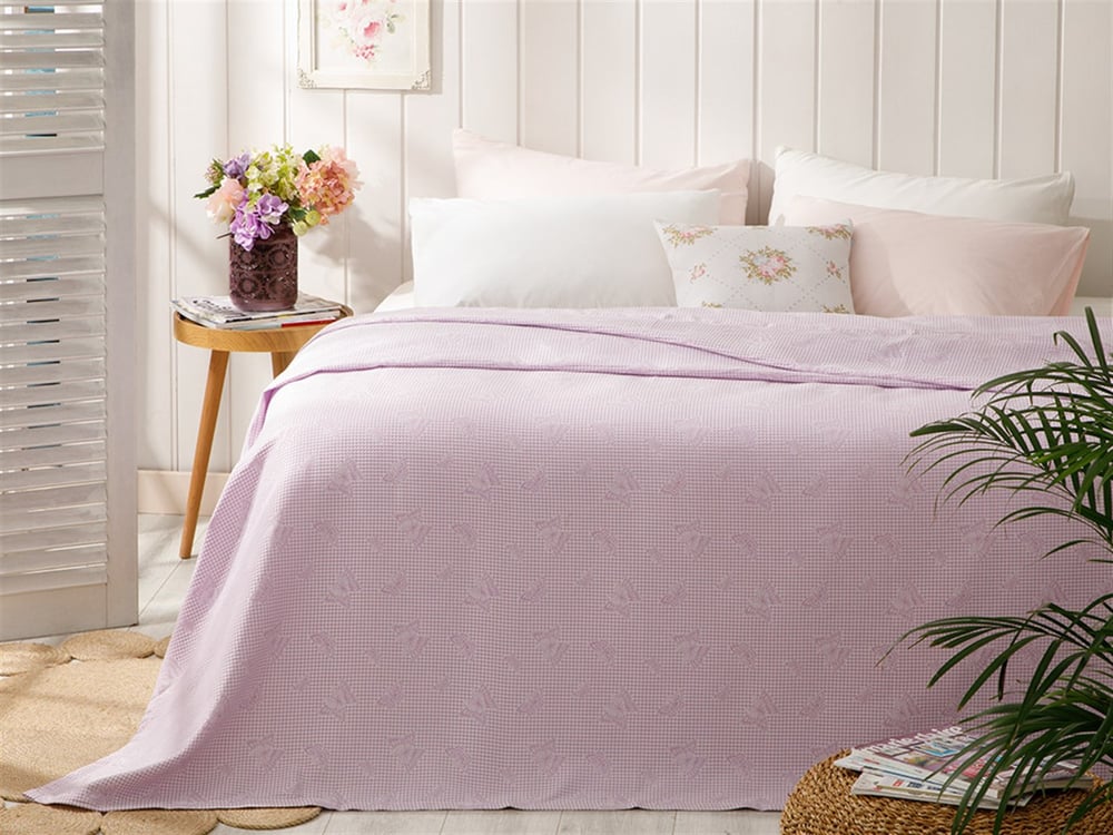 Fluturi  Jacard Persoană dublă  CUVERTURĂ 220x230 cm Orhidee violet