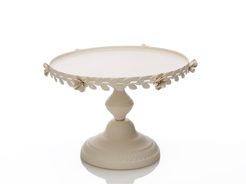 frunzos Fier forjat  Cu picior  STAND PENTRU CHEC 31x31x24 cm Cream