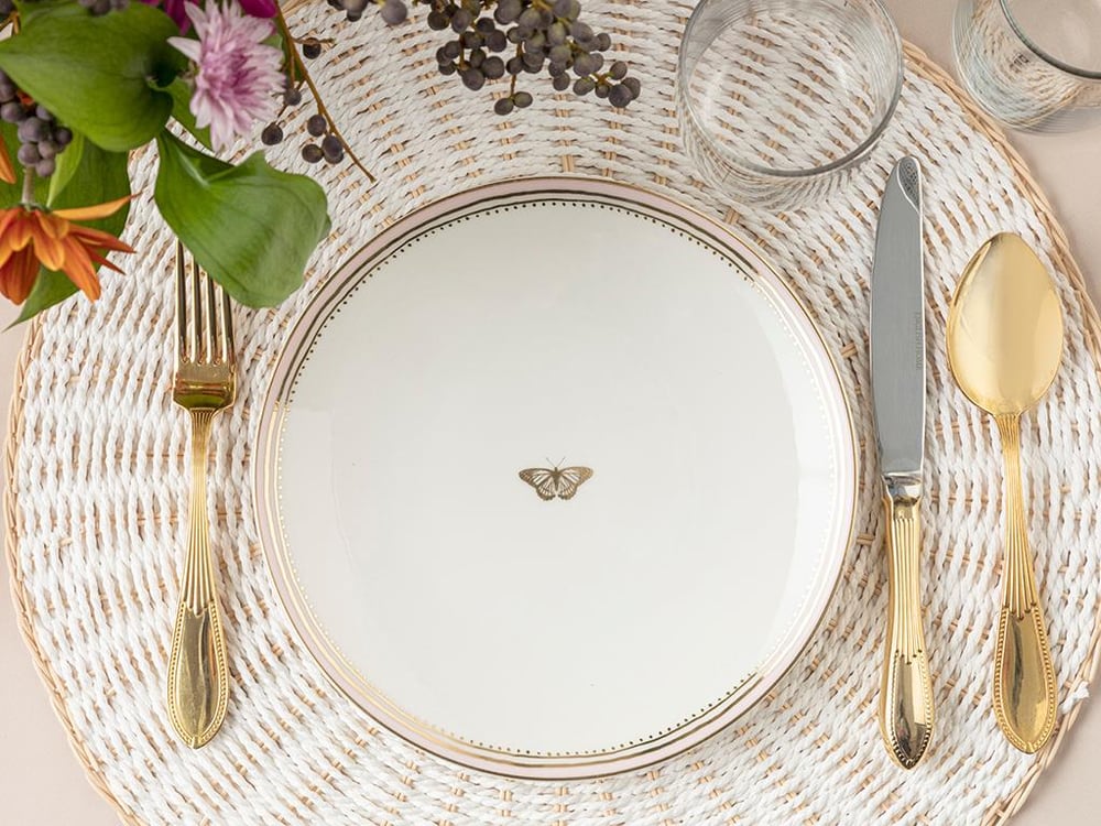 Galia Butterfly Bone China Cake Plate 20 cm Pink