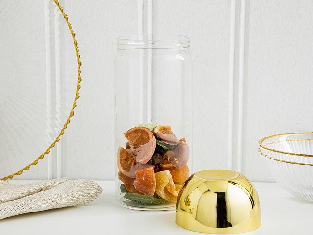 Galia Goldie Borosilicate Glass Jar 900 ml Gold