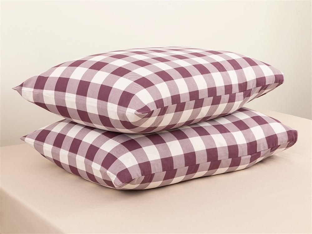 Gingham Cu Bumbac Cu 2 Piese Față De Pernă 50x70 cm mov
