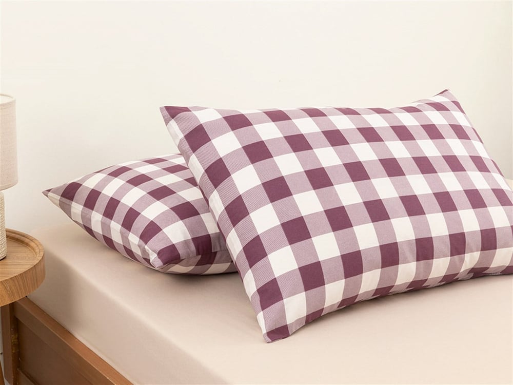 Gingham Cu Bumbac Cu 2 Piese Față De Pernă 50x70 cm mov