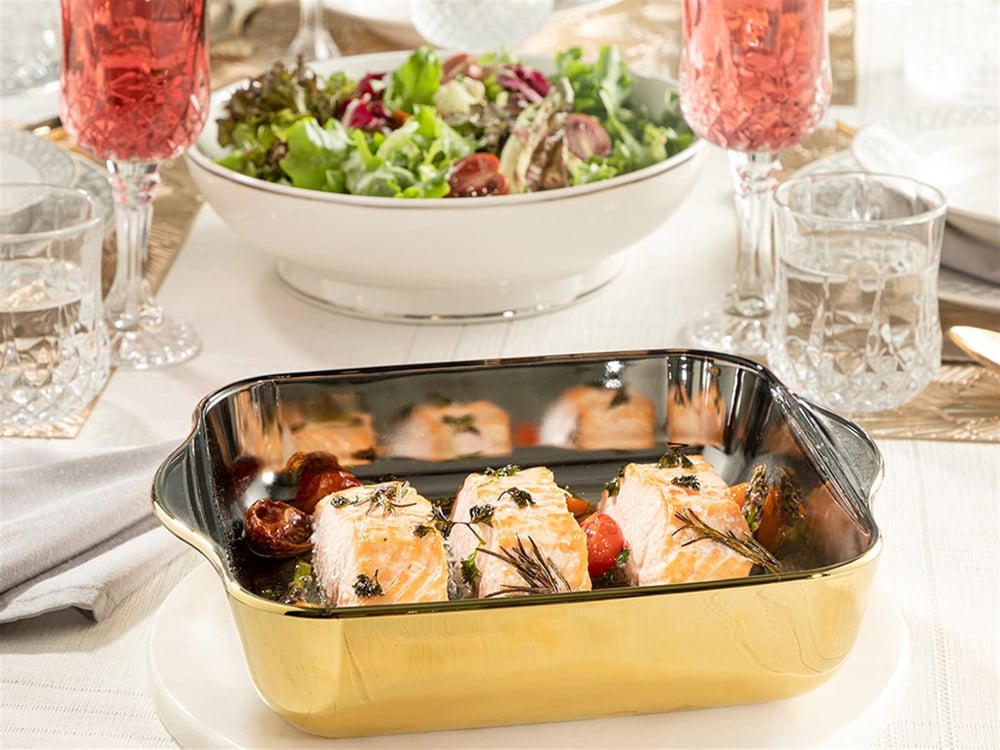 Gloria Heat-resistant Glass Oven Cover 22x22 cm Gold