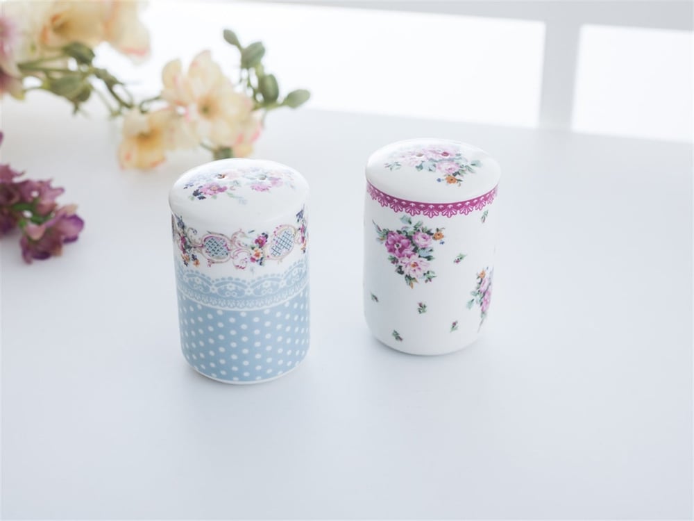Cottage Garden New Bone China 2 pcs Salt And Pepper Shak Pink