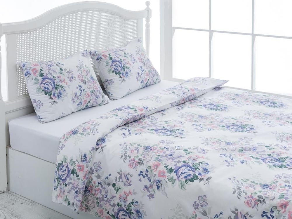 Gradina Florala Cottony Persoană Dublă Lenjerıe De Pat 200*220 Cm Liliac.