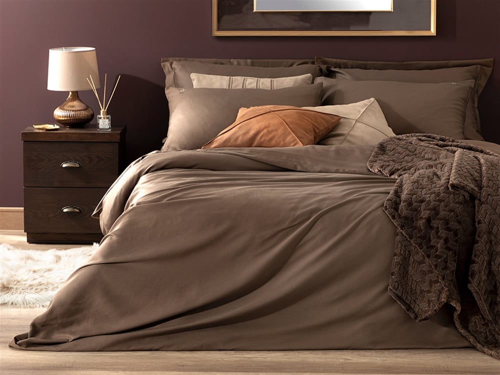 Grandeur Bambus Satinat Super King Set Lenjerie De Pat 260x220 cm Cappucino
