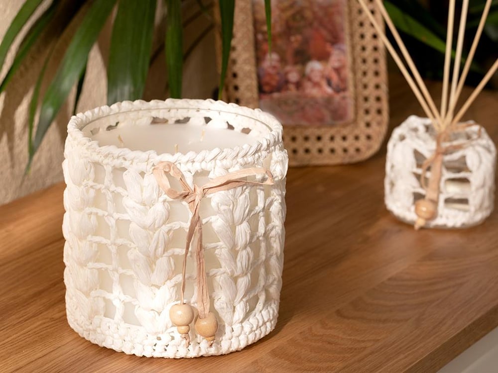 Handmade Sticlă Lumânare Parfumată 14X14 cm Alb