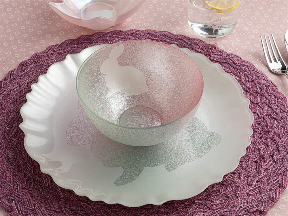 Rabbit Glass Bowl 16 cm Pink