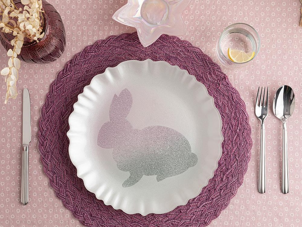 Rabbit Glass Service Plate 28 cm Pink