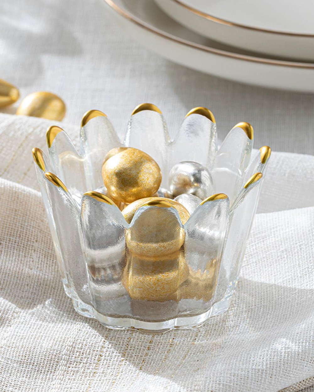 insulă Sticlă Bol Pentru Alune 7 cm Gold