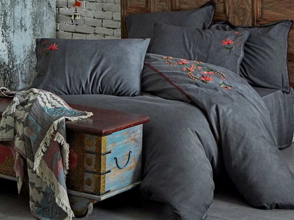 IRI Bumbac Organic King Size Set Lenjerie De Pat 240x220 cm Antracit