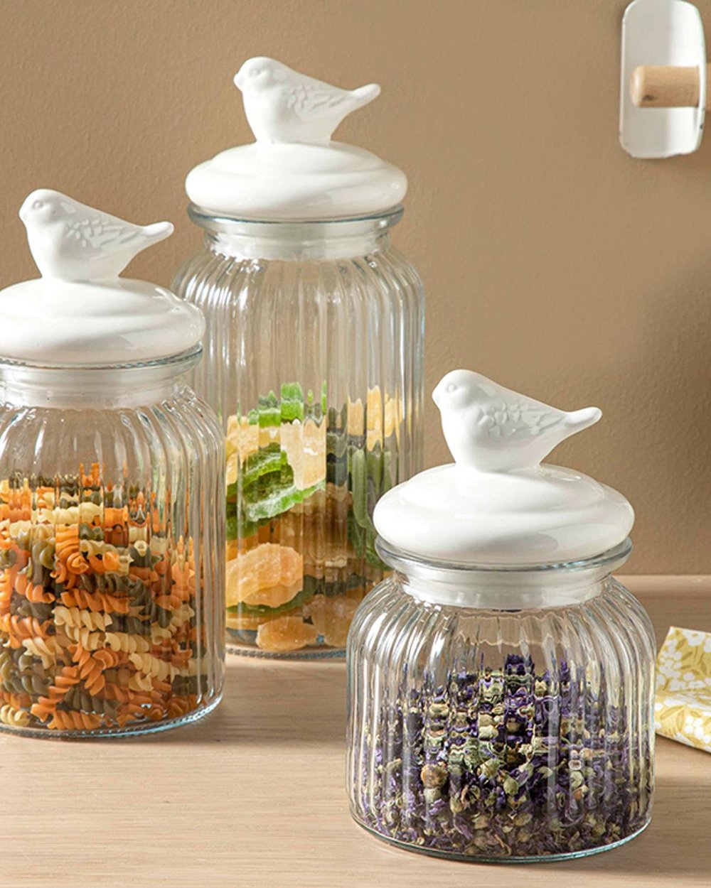 Karina Glass Storing Jar 1200 ml White
