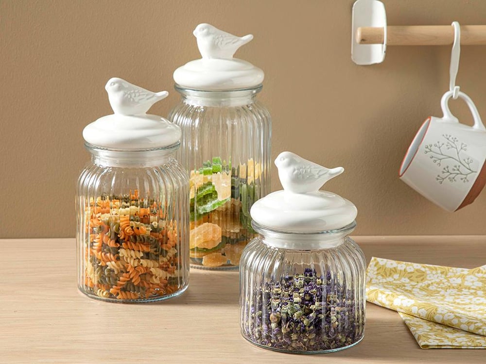 Karina Glass Depozitare Borcan 600 Ml Alb