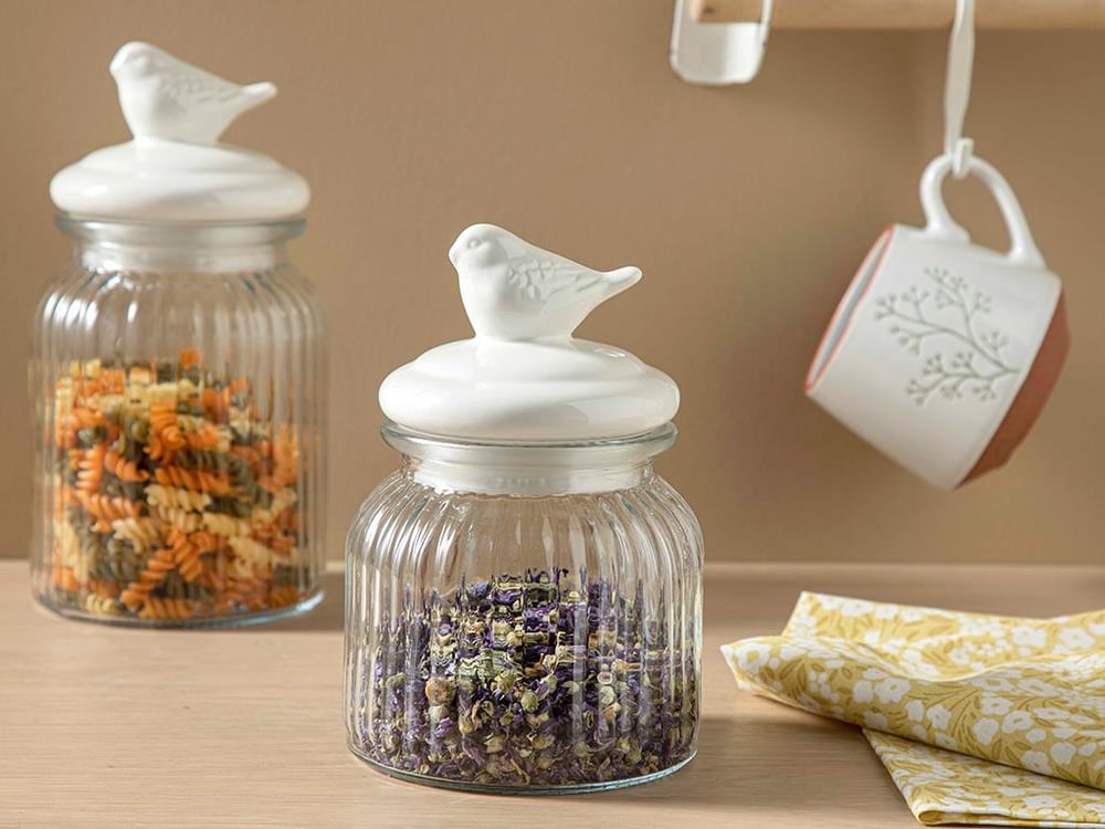 Karina Glass Depozitare Borcan 600 Ml Alb