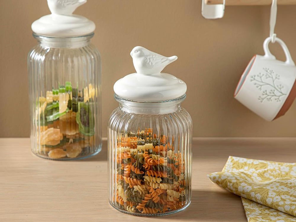 Karina Glass Depozitare Borcan 970 Ml Alb
