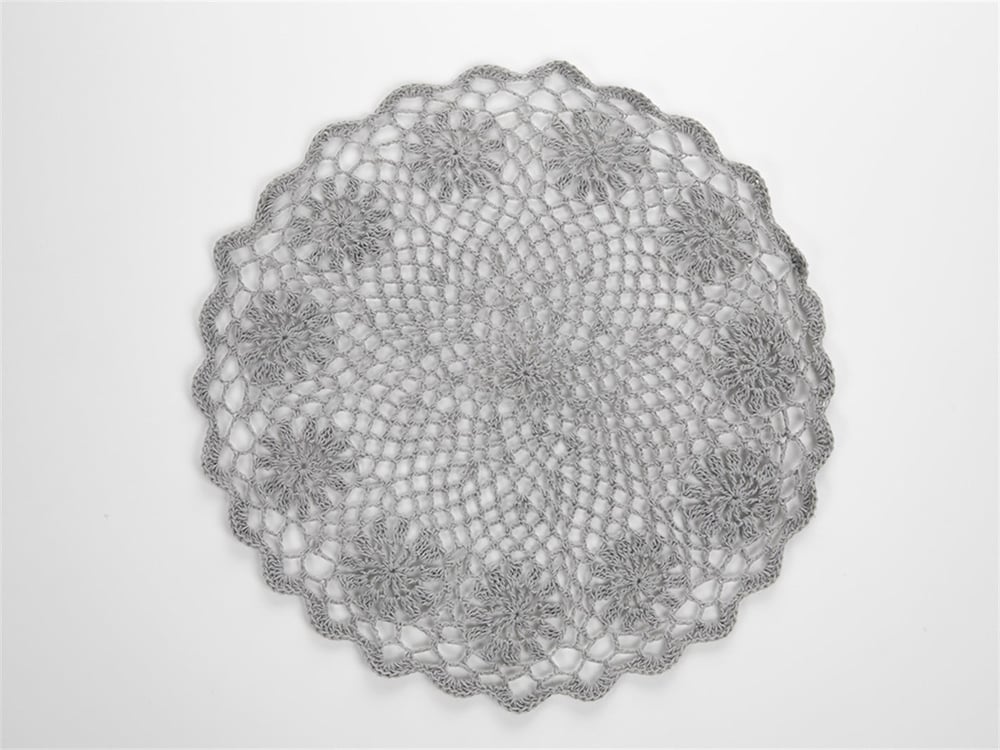 Lady Croșetat Rotund Placemat Masă 35 cm Gri
