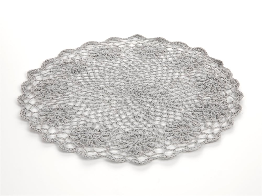 Lady Croșetat Rotund Placemat Masă 35 cm Gri