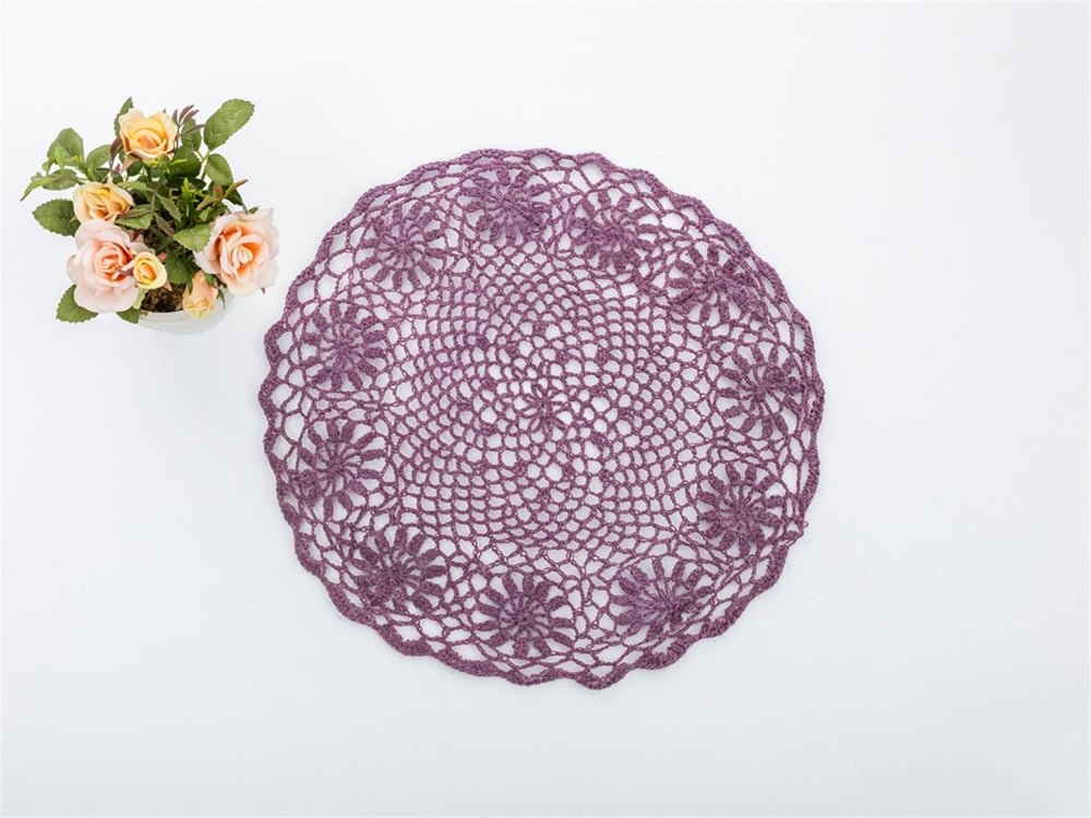 Lady Croșetat Rotund Placemat Masă 35 cm Lila