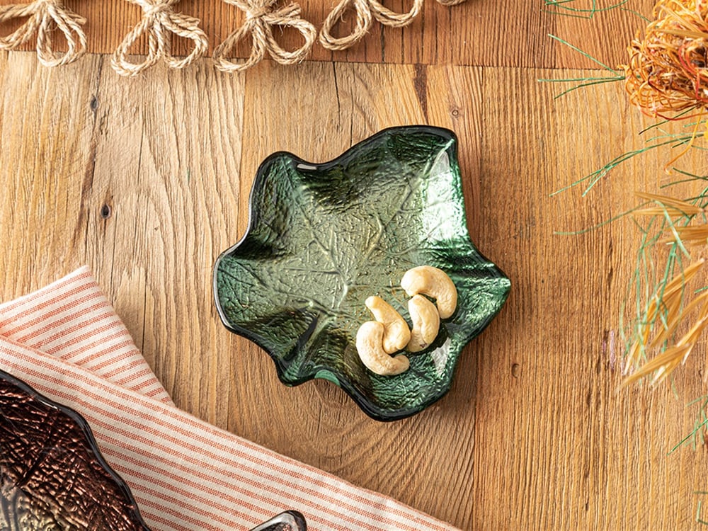 Leafy Glass Appetizers 11 cm Green