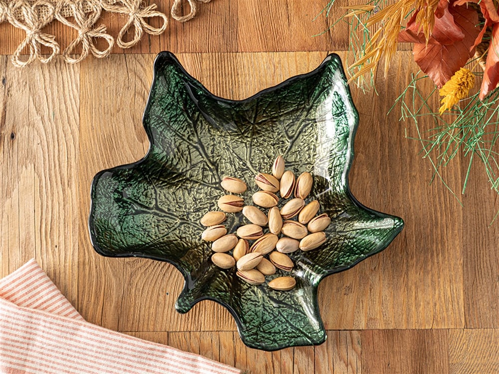 Leafy Glass Cookie 22 cm Green
