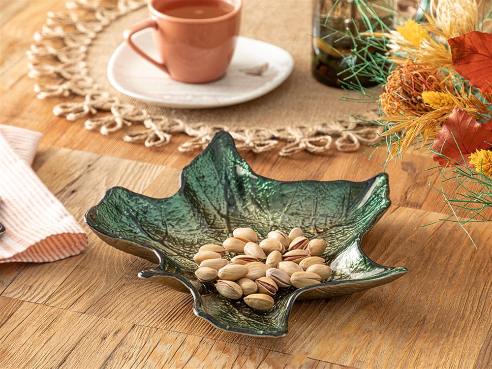 Leafy Glass Cookie 22 cm Green