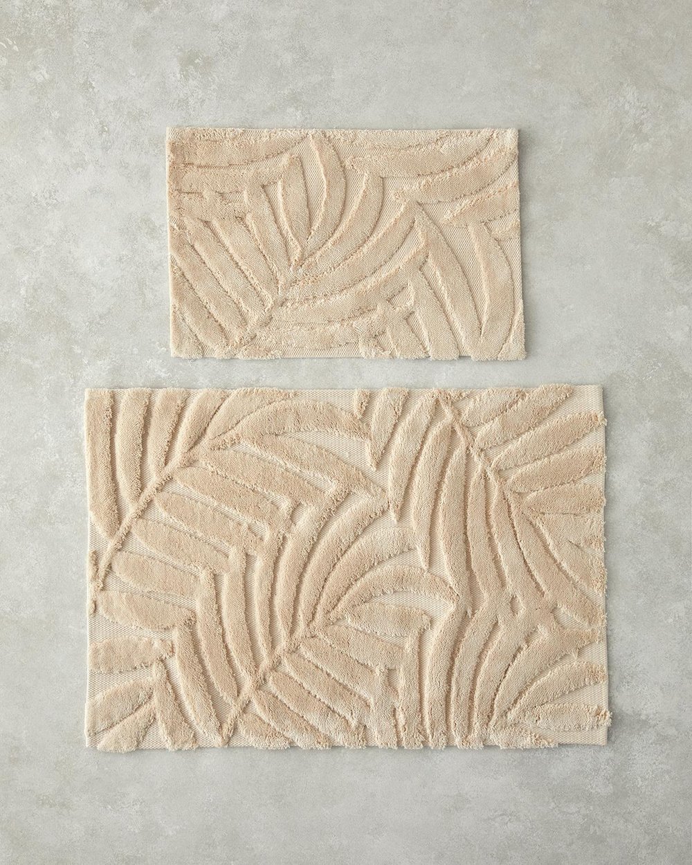 Leafy Joy Cu Bumbac Set Covorașe De Baie 60x90 + 40x60 cm Bej