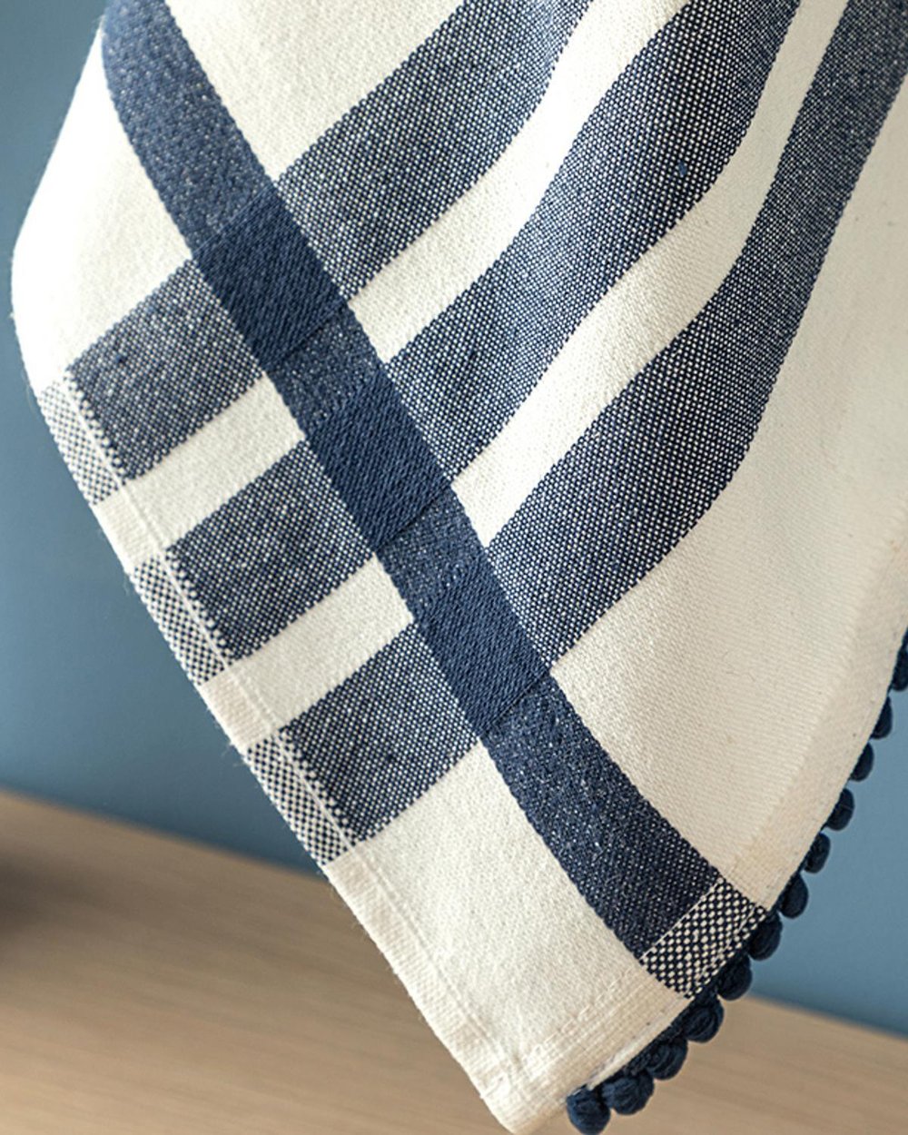 Linee Cotton Pompom Shaped Drying Cloth 40x60 cm Dark Blue