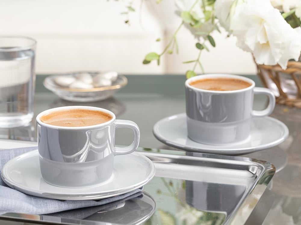 Lola Porcelain 4 Parça 2 Kişilik Coffee Cup Set 80 ml Gray