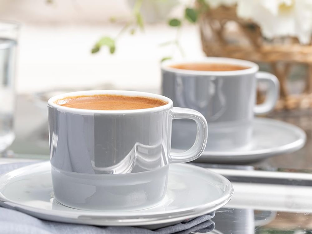 Lola Porcelain 4 Parça 2 Kişilik Coffee Cup Set 80 ml Gray
