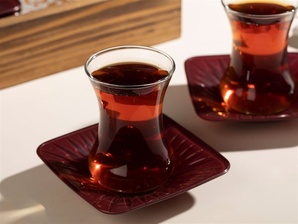 Lorna Glass 6 pcs Tea Set 100 ml Maroon